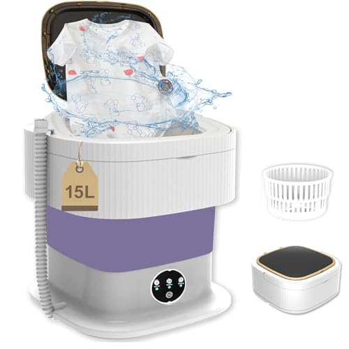 Mini lavadora portátil, 15 L, para camping, con...