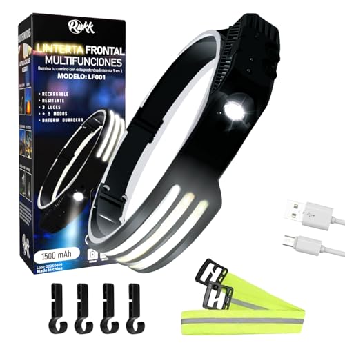 RUKK© Linterna Frontal LED USB Recargable | 3...